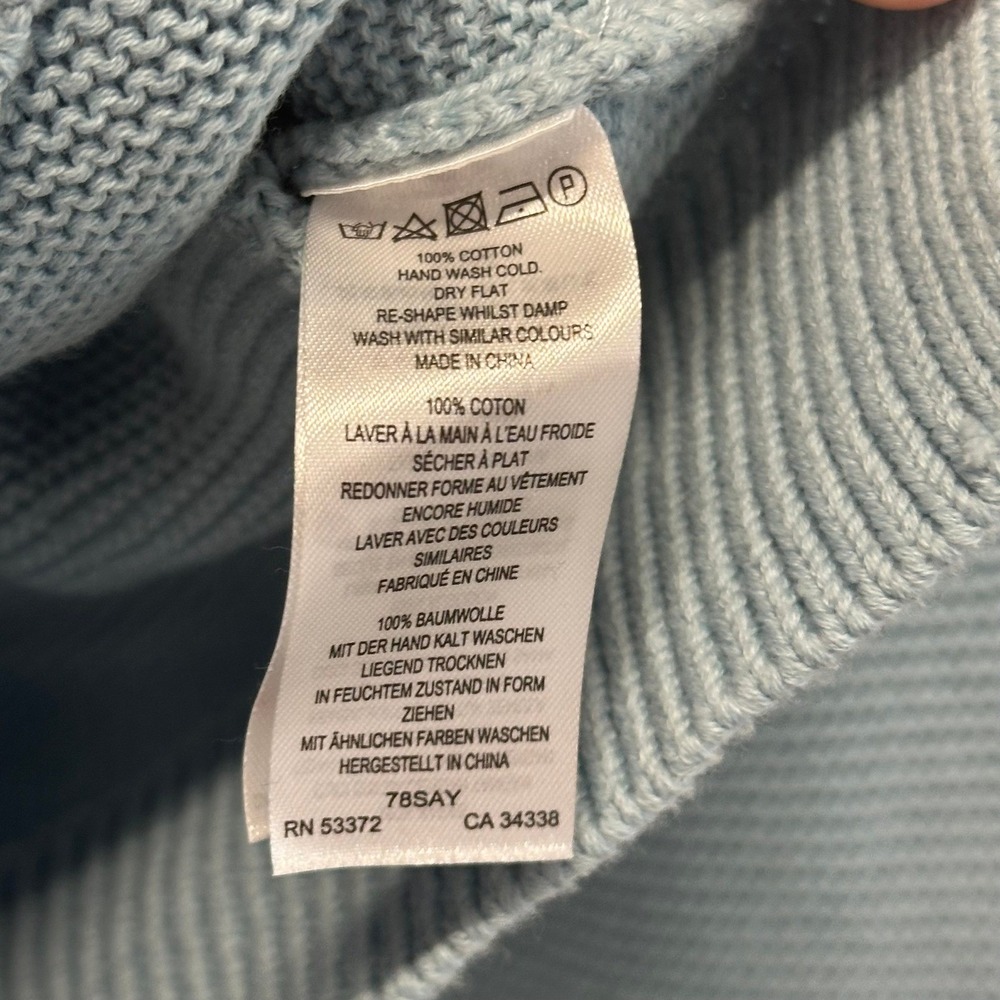 French Connection Light Blue 100% Cotton Ribbed Crew Neck Sweater - XS- NWT - Picture 5 of 6